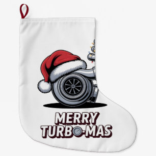 Merry Turbomas Turbo Mechanic Santa Christmas Large Christmas Stocking