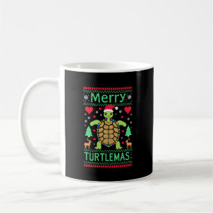 Merry Turtlemas Christmas Lights Cute Turtle Santa Coffee Mug