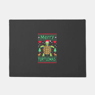 Merry Turtlemas Christmas Lights Cute Turtle Santa Doormat
