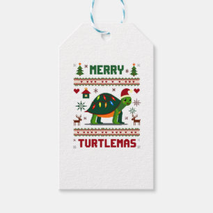 Merry Turtlemas Christmas Lights Cute Turtle Santa Gift Tags