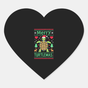 Merry Turtlemas Christmas Lights Cute Turtle Santa Heart Sticker