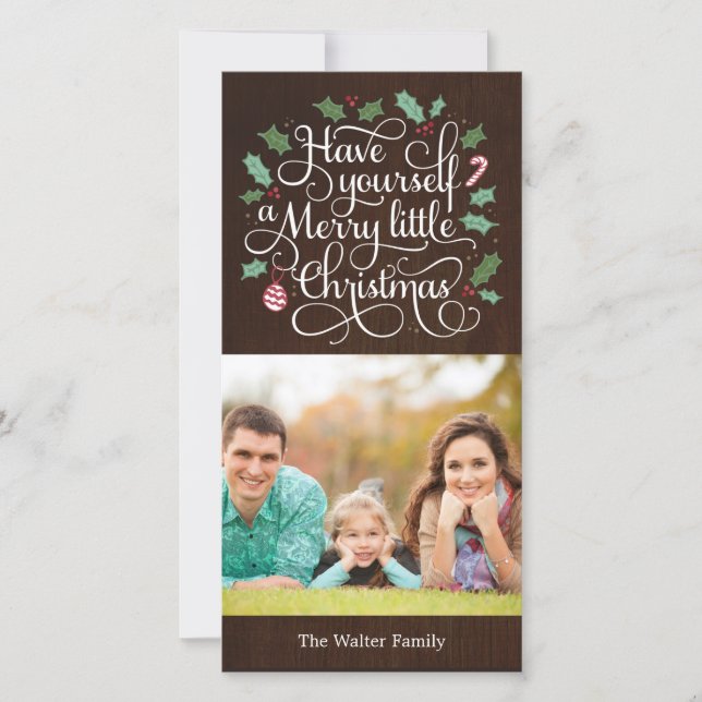 Merry Type Christmas Holiday Photo Card (Front)