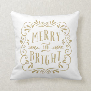 Merry Type Holiday Throw Pillow