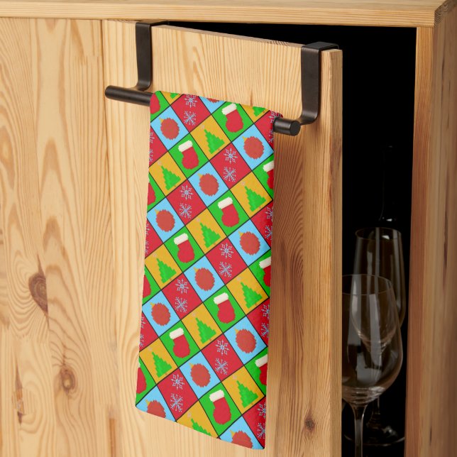 Merry Ugly Christmas Ornaments Square Tea Towel (Thirds Fold)
