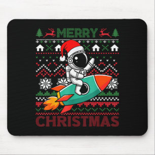 Merry Ugly Christmas Santa Hat Astronaut Riding Ro Mouse Mat