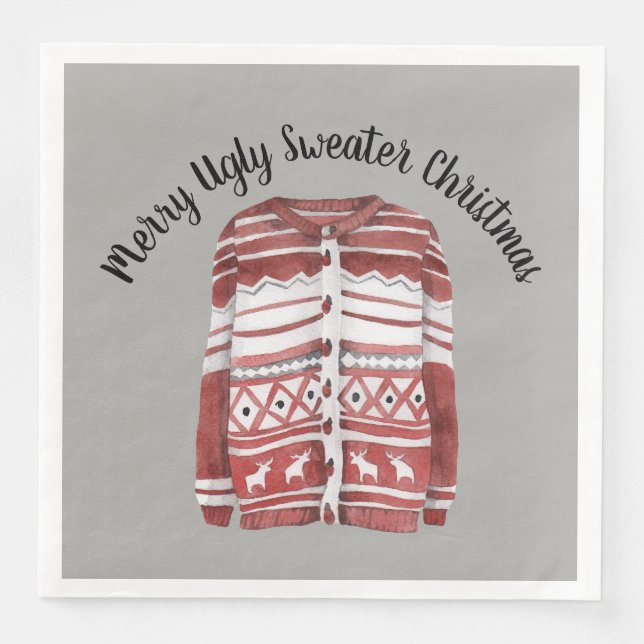 Merry Ugly Sweater Christmas Napkin (Front)