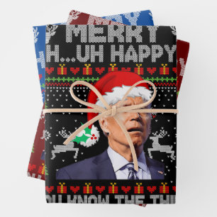 Merry Uh Uh Happy You Know The Thing Joe Biden  Wrapping Paper Sheet
