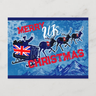 Merry UK flag Christmas postcard