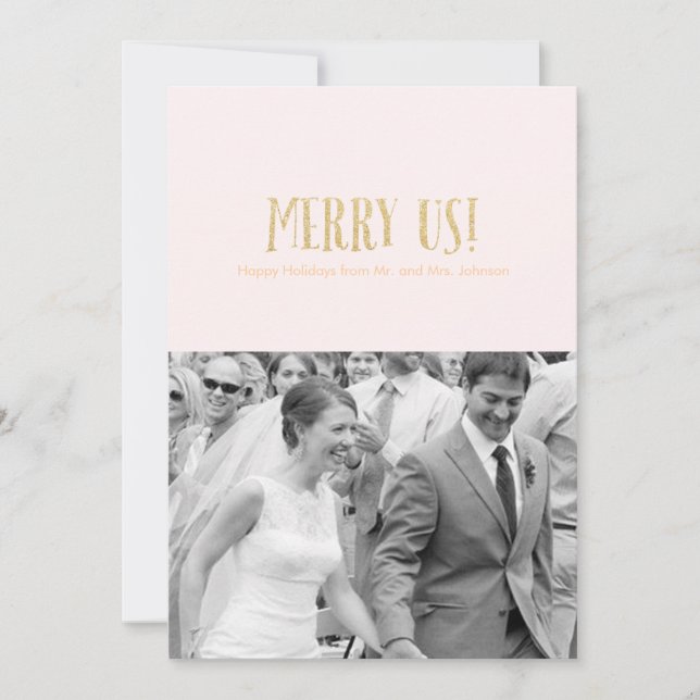 Merry Us! | Holiday Photo Card-Glitter & Petal Card (Front)