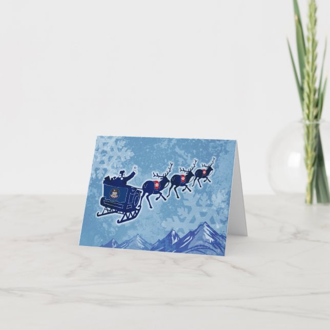 Merry Utah Christmas flag Santa greeting card (Front)