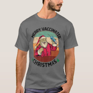 Merry Vaccinated Christmas Retro Pro Science Santa T-Shirt