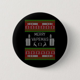 Merry Vapemas - Vaping Ugly Christmas Sweater  6 Cm Round Badge