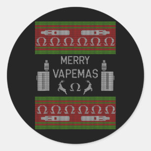 Merry Vapemas - Vaping Ugly Christmas Sweater  Classic Round Sticker