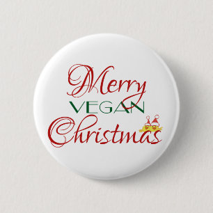 Merry Vegan Christmas 6 Cm Round Badge