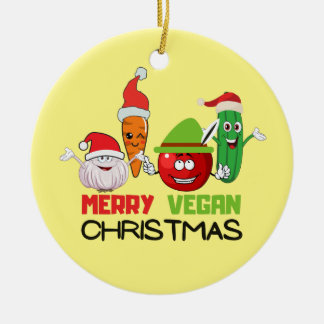 Merry vegan Christmas Ceramic Tree Decoration