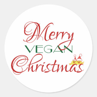 Merry Vegan Christmas Classic Round Sticker
