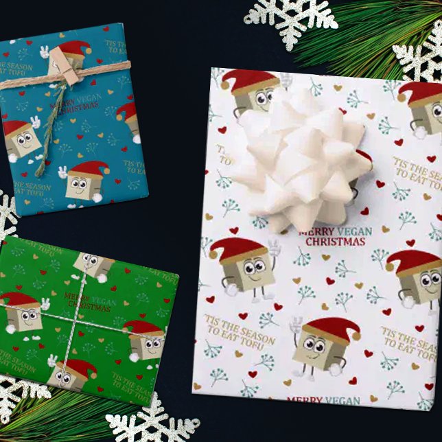 Merry Vegan Christmas, Funny Tofu Quote  Wrapping Paper Sheet (Creator Uploaded)