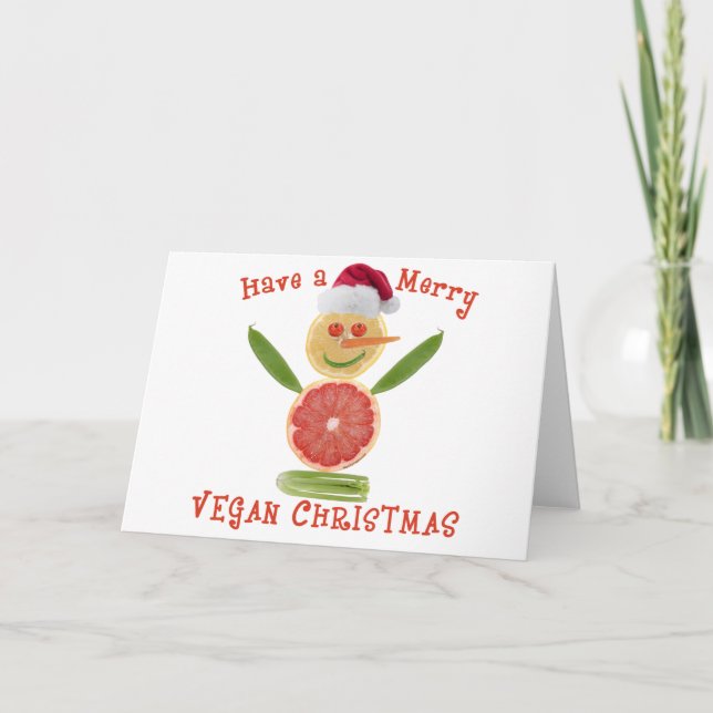 Merry Vegan Christmas Holiday Card (Front)