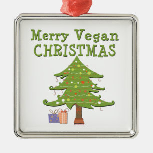 Merry Vegan Christmas Metal Tree Decoration