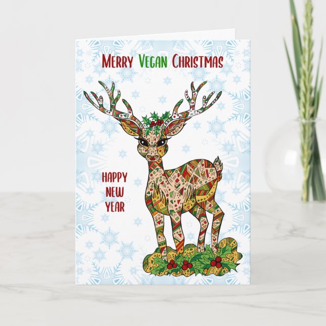 Merry Vegan Christmas, Reindeer Card (Front)