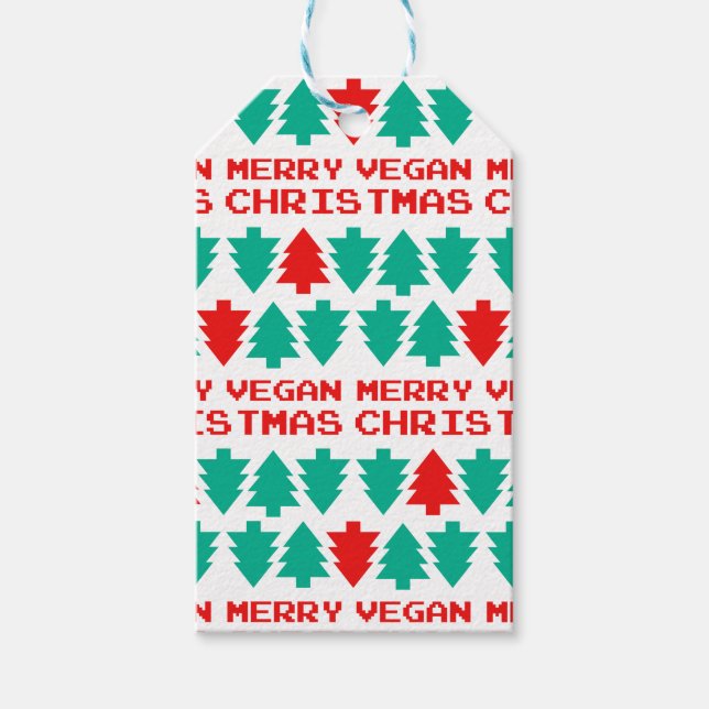 Merry Vegan Christmas Xmas Gift Tag (Front)