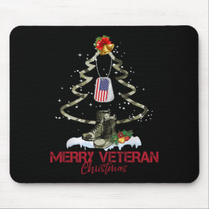 Merry Veteran Christmas Army Camo Xmas Tree Christ Mouse Mat