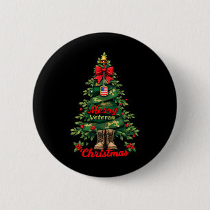 Merry Veteran Christmas Tree Xmas Family Matching 6 Cm Round Badge