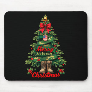Merry Veteran Christmas Tree Xmas Family Matching Mouse Mat