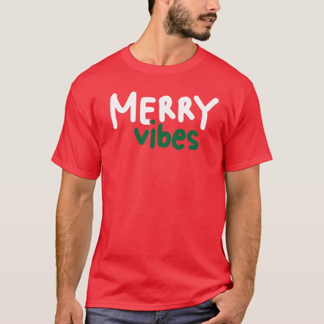 Merry Vibes Christmas T-Shirt Red (Front)