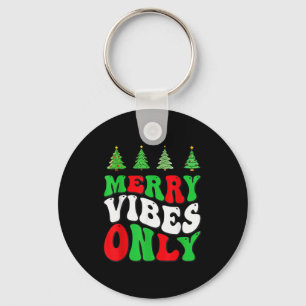 Merry Vibes Only! Christmas Groovy Xmas Tree Holid Key Ring