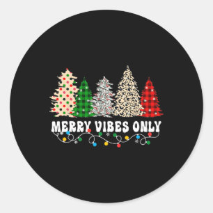 Merry Vibes Only Christmas Light 5  Classic Round Sticker
