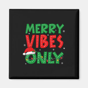 Merry Vibes Only Christmas Lights Holiday Retro Vi Magnet
