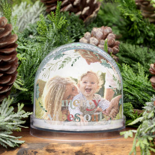Merry Vibes Only Custom Christmas Photo Snowglobe