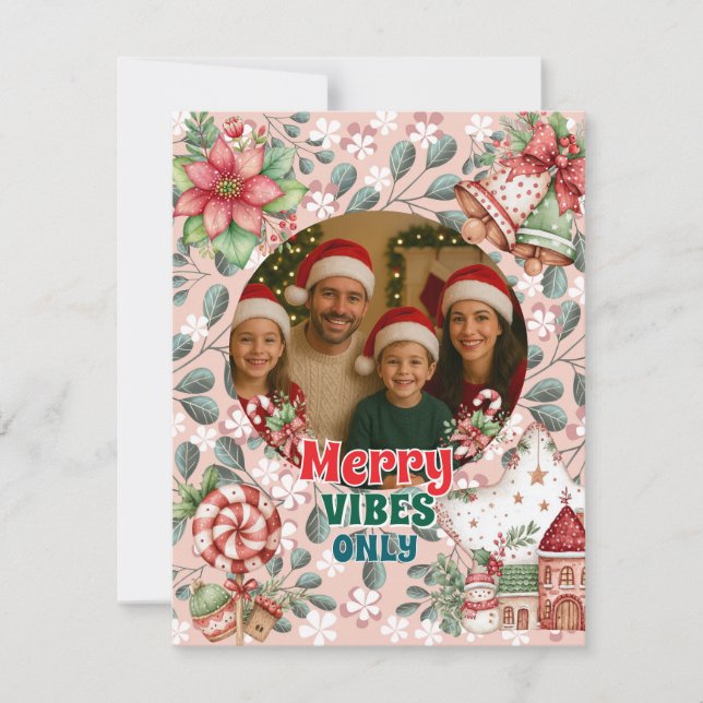 Merry Vibes Only – Funny Christmas Card  (Front)