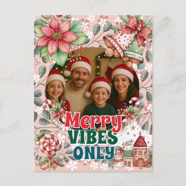 Merry Vibes Only – Funny Christmas Card  (Front)