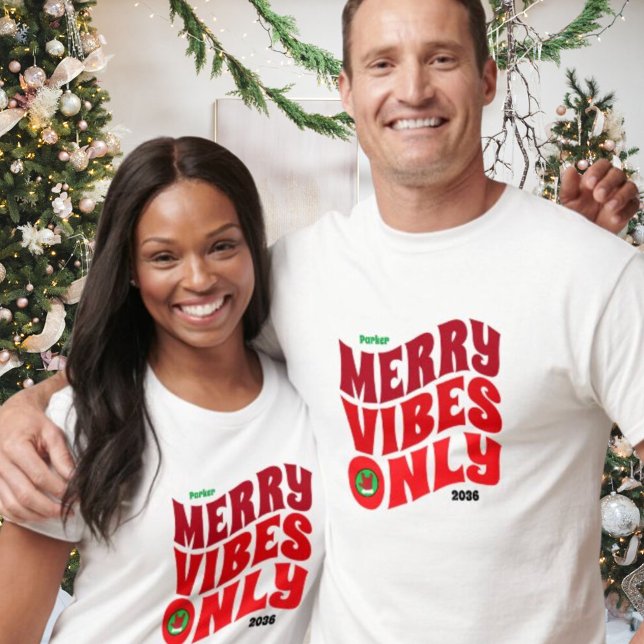 Merry Vibes Only Red Year Matching Christmas T-Shirt (Merry Vibes Only Red Year Matching Christmas T-Shirt)