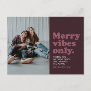 Merry vibes only retro berry holiday postcard