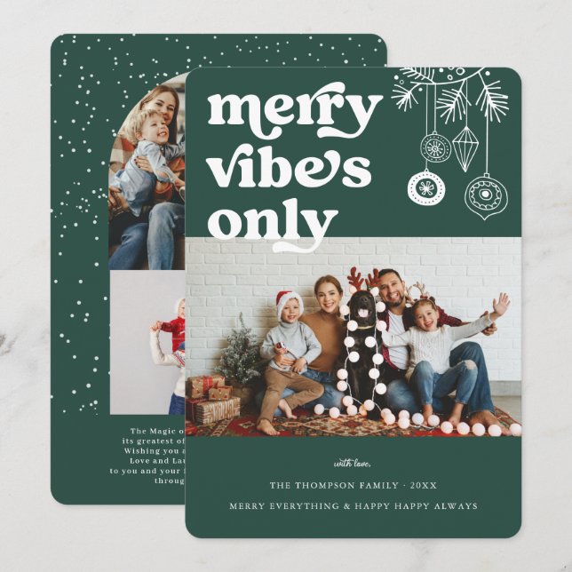 Merry Vibes Only | Retro Christmas Photo Holiday (Front/Back)