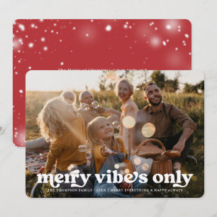 Merry Vibes Only   Retro Christmas Photo Holiday Card