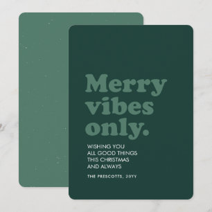 Merry vibes only retro green Christmas Holiday Card