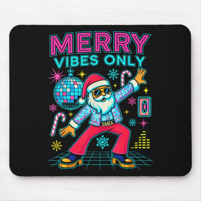 Merry Vibes Only Santa Christmas Disco Retro 70s 8 Mouse Mat (Front)