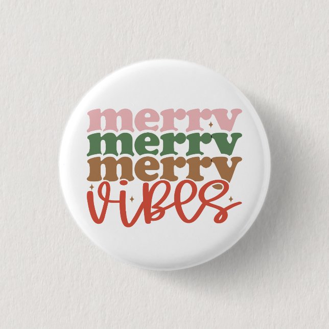 Merry Vibes Retro Groovy Christmas Holidays 3 Cm Round Badge (Front)