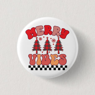 Merry Vibes Retro Groovy Christmas Holidays 3 Cm Round Badge