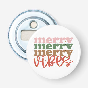 Merry Vibes Retro Groovy Christmas Holidays Bottle Opener