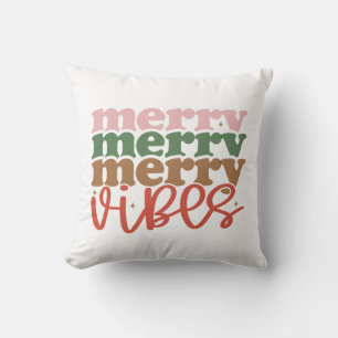 Merry Vibes Retro Groovy Christmas Holidays Cushion