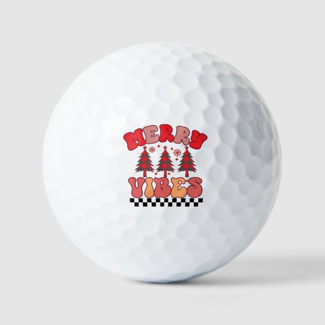 Merry Vibes Retro Groovy Christmas Holidays Golf Balls (Front)