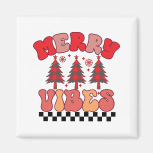 Merry Vibes Retro Groovy Christmas Holidays Magnet