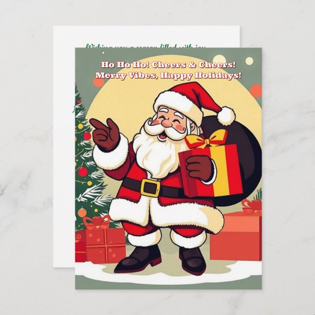 Merry Vibes Santa Holiday Card – Ho Ho Ho! (Front/Back)
