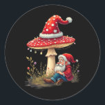 Merry Vintage Christmas Gnome Mushroom Santa Claus Classic Round Sticker<br><div class="desc">Merry Vintage Christmas Gnome Mushroom Santa Claus</div>