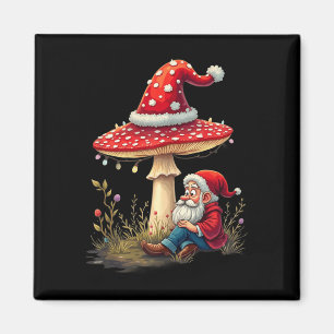 Merry Vintage Christmas Gnome Mushroom Santa Claus Magnet